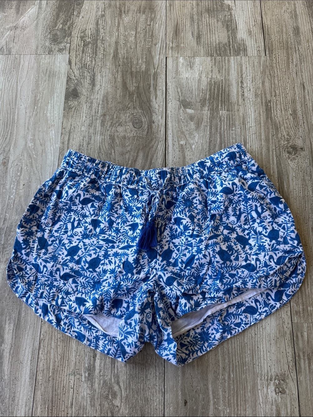 Blue Floral Print Women's Shorts